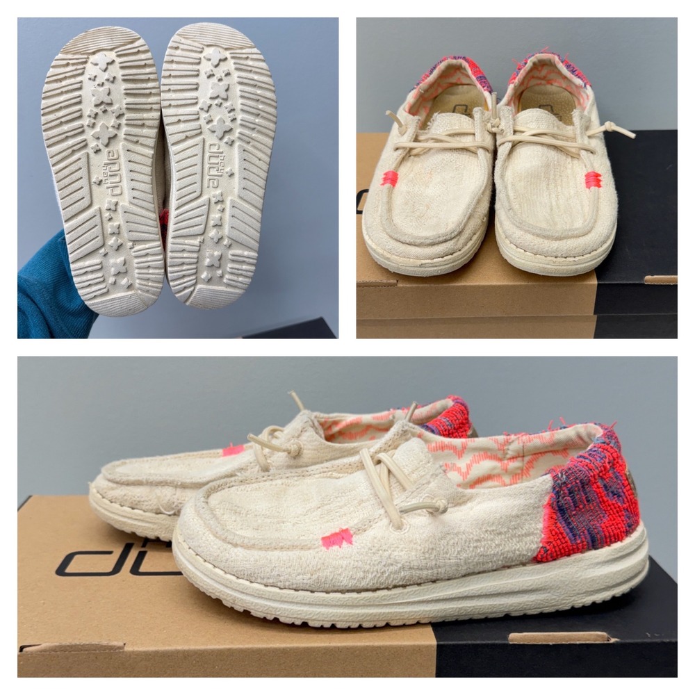 Hey Dude Wendy Funk Boho Pink Loafers Youth 1 2 Cream‎ Hot Pink Purple